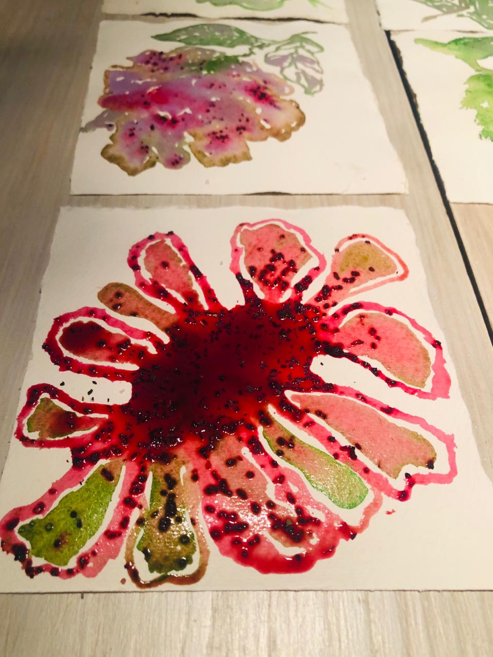 Flores de Sal - Watercolours on Handmade paper from the Khadi mill in South India